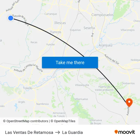 Las Ventas De Retamosa to La Guardia map