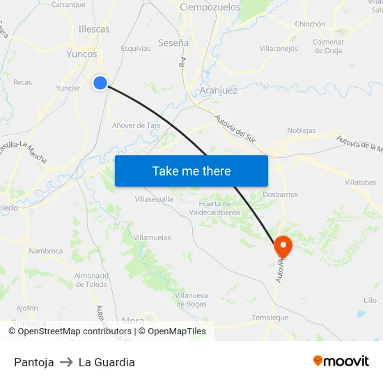 Pantoja to La Guardia map