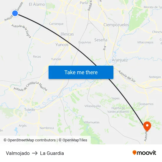 Valmojado to La Guardia map