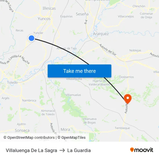 Villaluenga De La Sagra to La Guardia map
