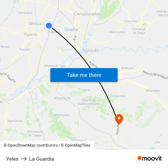 Yeles to La Guardia map