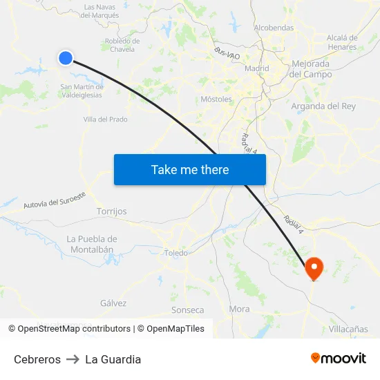 Cebreros to La Guardia map