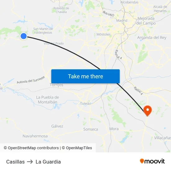 Casillas to La Guardia map