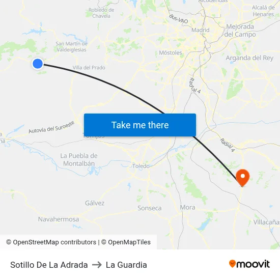 Sotillo De La Adrada to La Guardia map