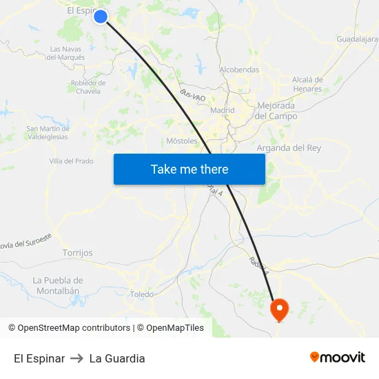El Espinar to La Guardia map