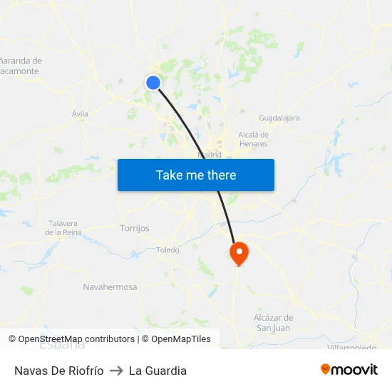 Navas De Riofrío to La Guardia map