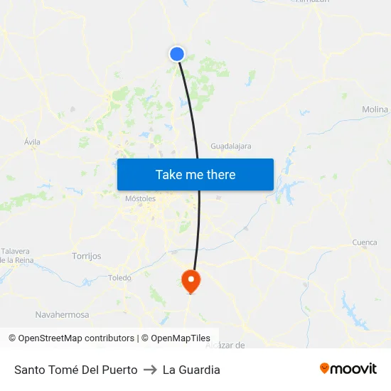 Santo Tomé Del Puerto to La Guardia map