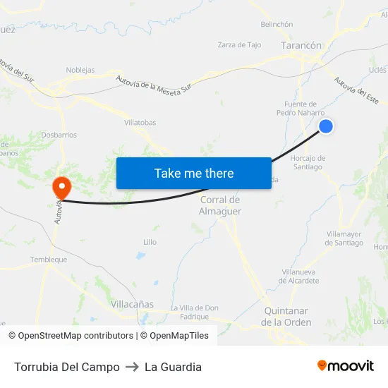 Torrubia Del Campo to La Guardia map