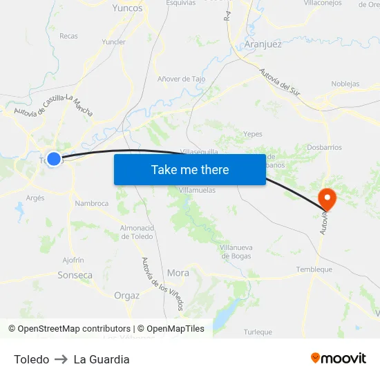 Toledo to La Guardia map