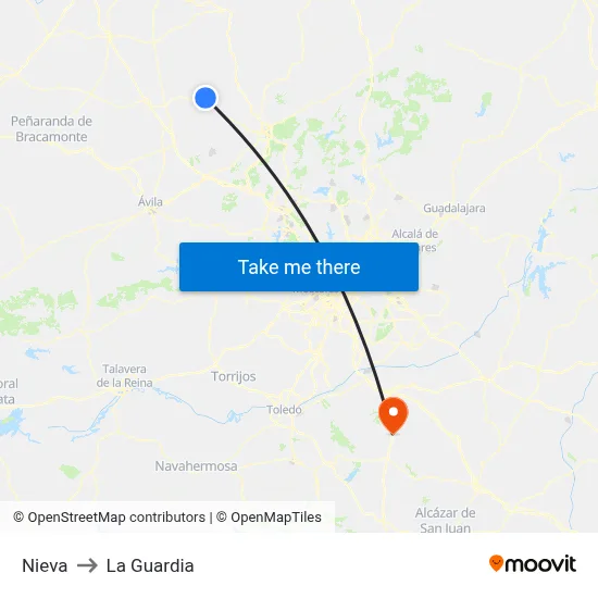 Nieva to La Guardia map