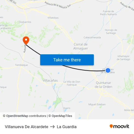 Villanueva De Alcardete to La Guardia map