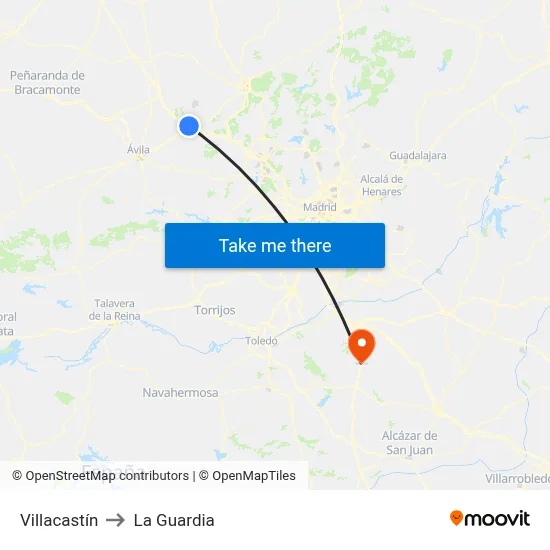 Villacastín to La Guardia map