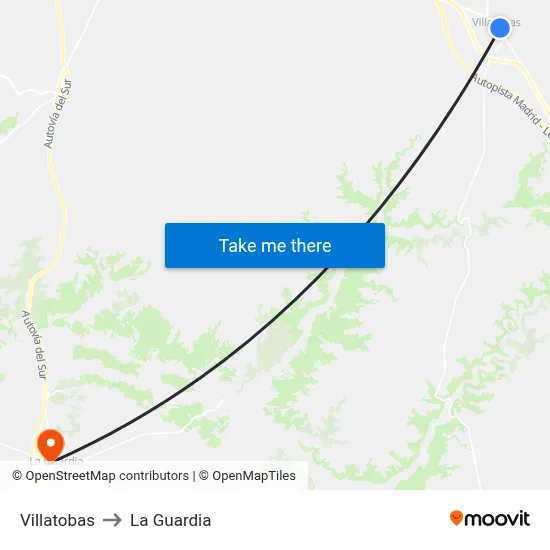 Villatobas to La Guardia map
