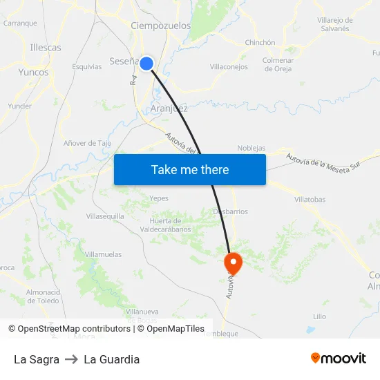 La Sagra to La Guardia map