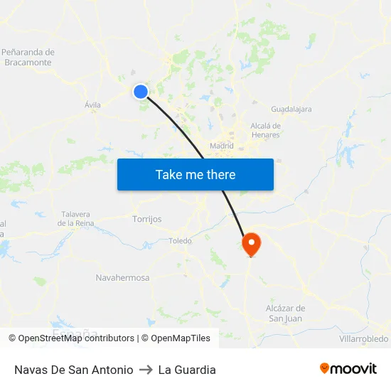 Navas De San Antonio to La Guardia map
