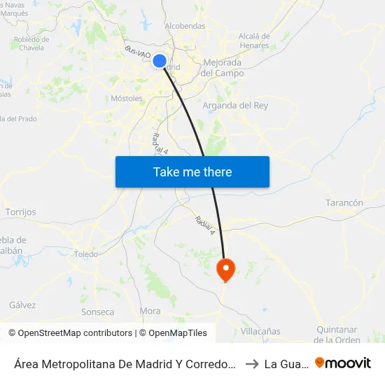 Área Metropolitana De Madrid Y Corredor Del Henares to La Guardia map