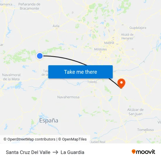 Santa Cruz Del Valle to La Guardia map