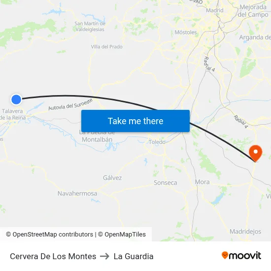 Cervera De Los Montes to La Guardia map