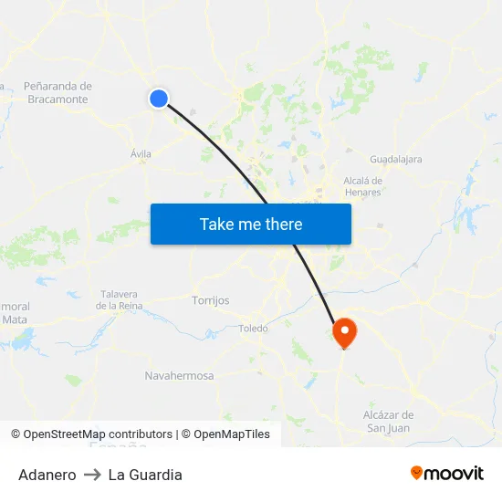 Adanero to La Guardia map