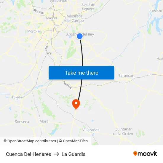 Cuenca Del Henares to La Guardia map