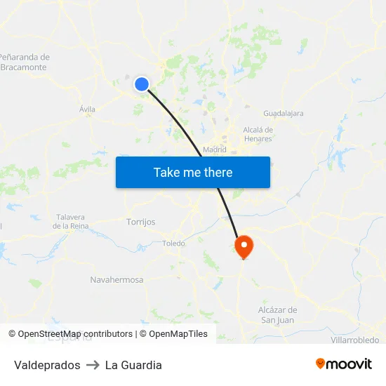 Valdeprados to La Guardia map