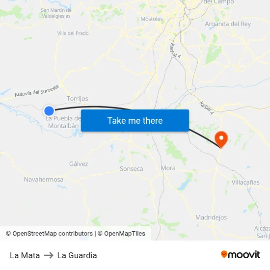 La Mata to La Guardia map