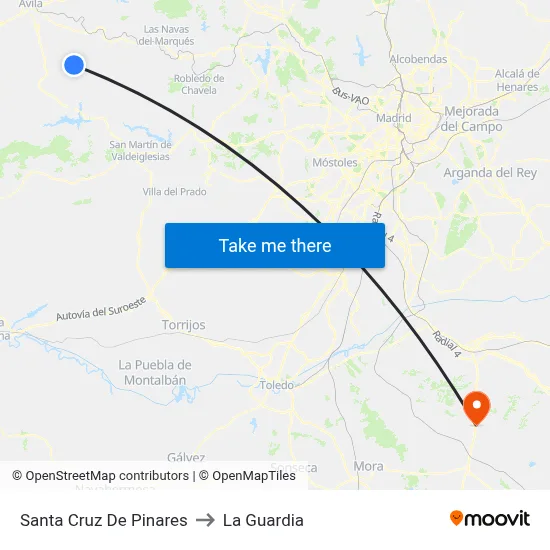 Santa Cruz De Pinares to La Guardia map