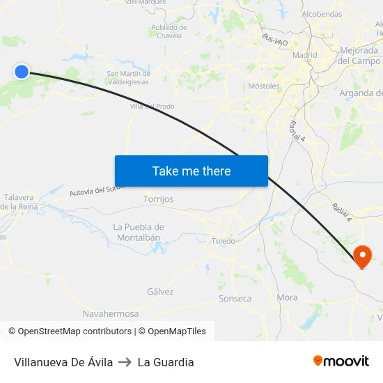 Villanueva De Ávila to La Guardia map