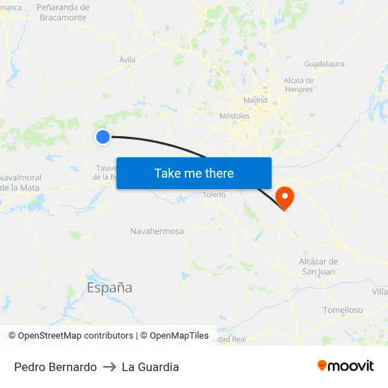 Pedro Bernardo to La Guardia map