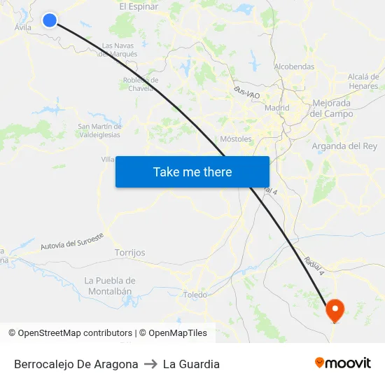 Berrocalejo De Aragona to La Guardia map
