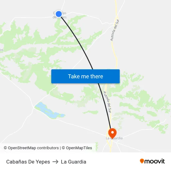 Cabañas De Yepes to La Guardia map