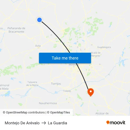 Montejo De Arévalo to La Guardia map