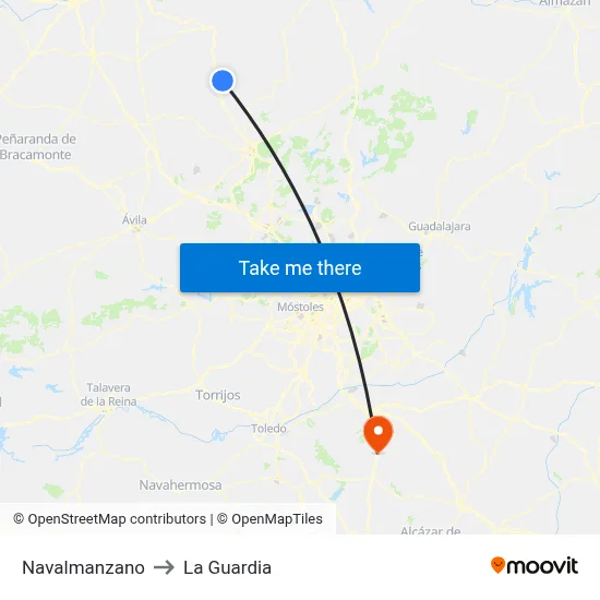 Navalmanzano to La Guardia map
