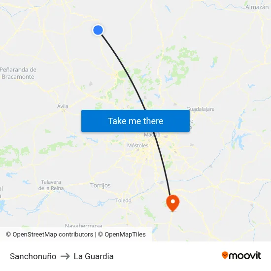 Sanchonuño to La Guardia map