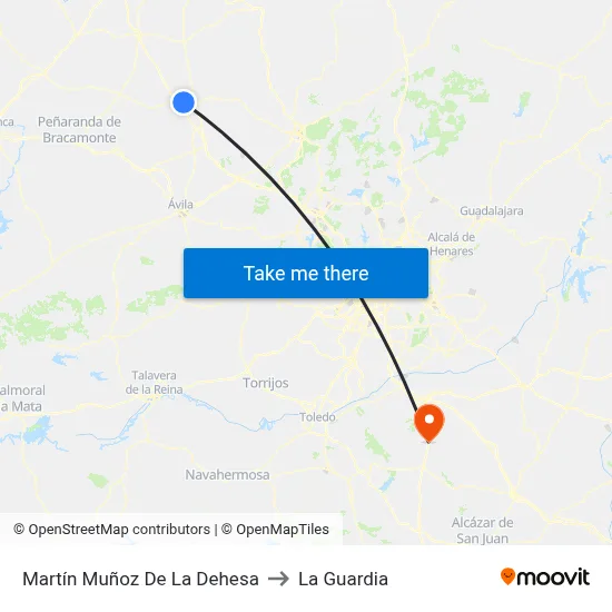 Martín Muñoz De La Dehesa to La Guardia map