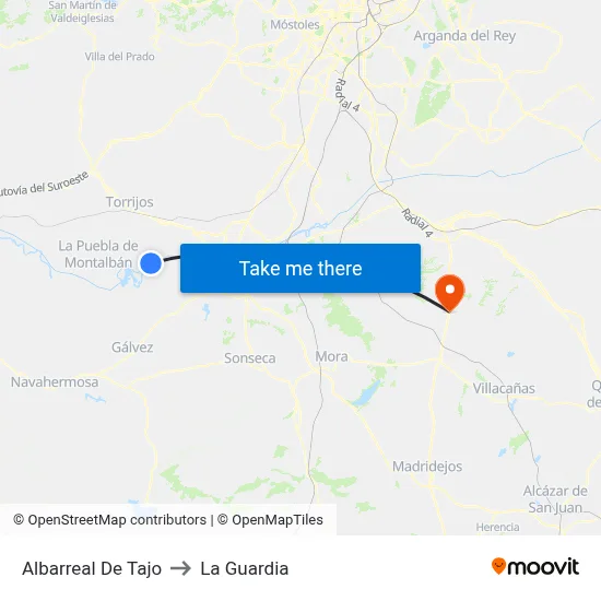Albarreal De Tajo to La Guardia map