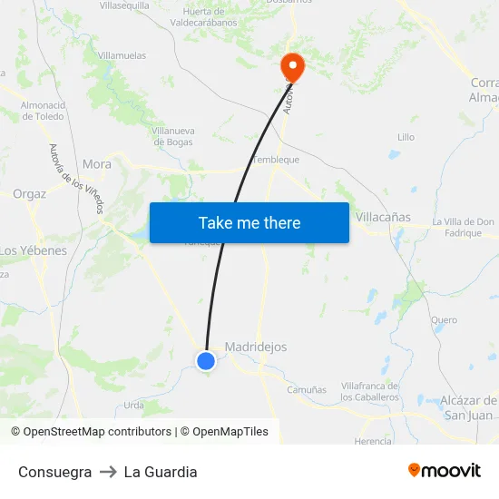 Consuegra to La Guardia map