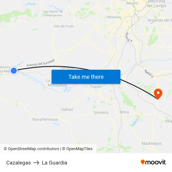 Cazalegas to La Guardia map