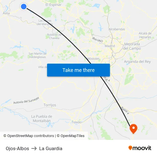 Ojos-Albos to La Guardia map