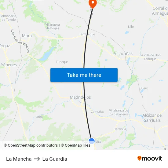 La Mancha to La Guardia map