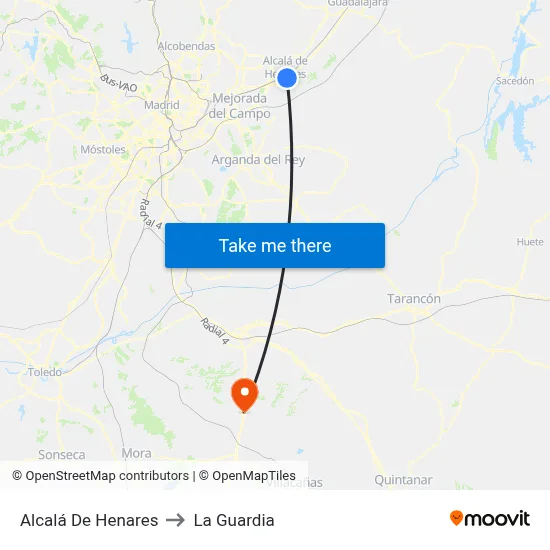 Alcalá De Henares to La Guardia map