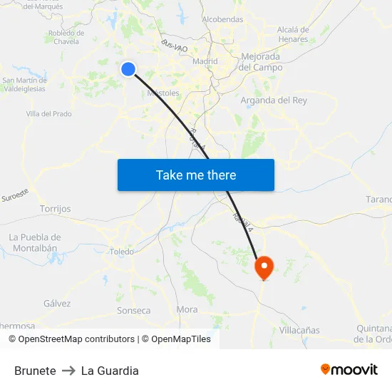 Brunete to La Guardia map