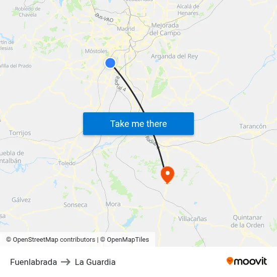 Fuenlabrada to La Guardia map