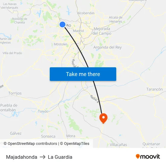 Majadahonda to La Guardia map