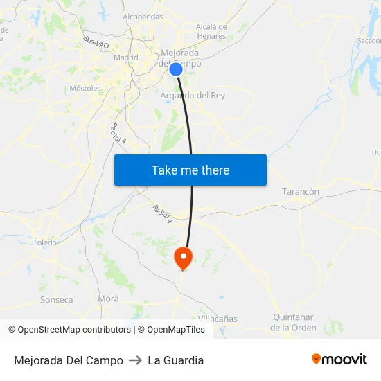 Mejorada Del Campo to La Guardia map