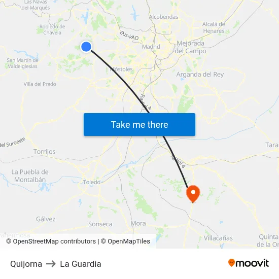 Quijorna to La Guardia map