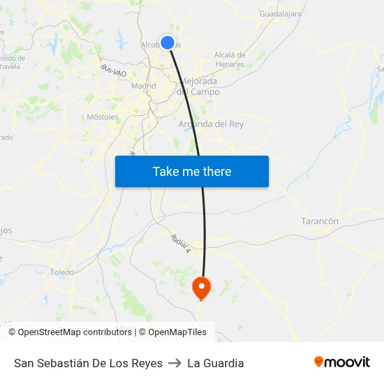 San Sebastián De Los Reyes to La Guardia map