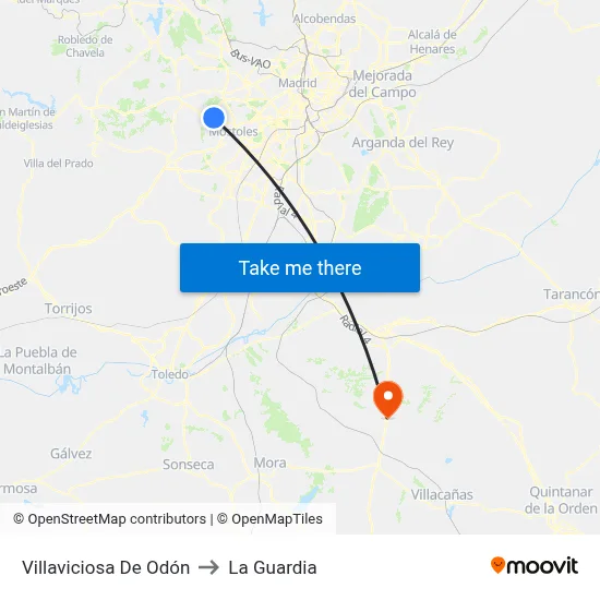 Villaviciosa De Odón to La Guardia map