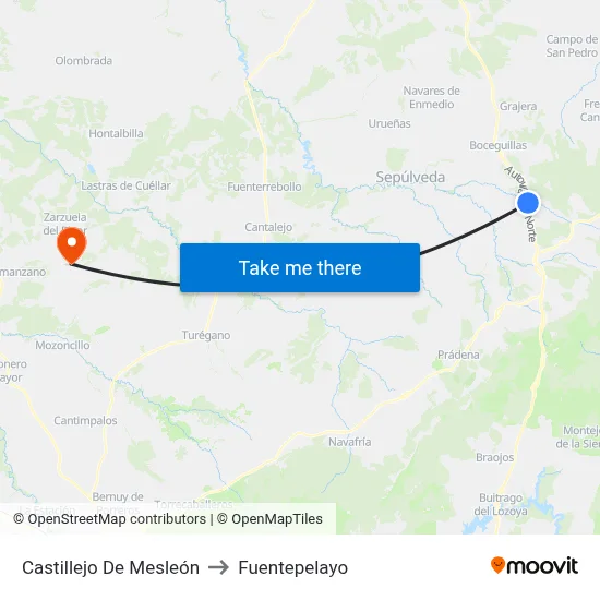 Castillejo De Mesleón to Fuentepelayo map