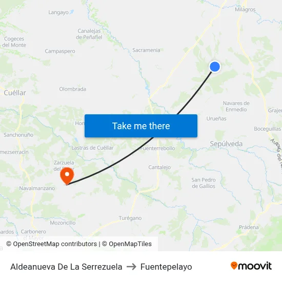 Aldeanueva De La Serrezuela to Fuentepelayo map